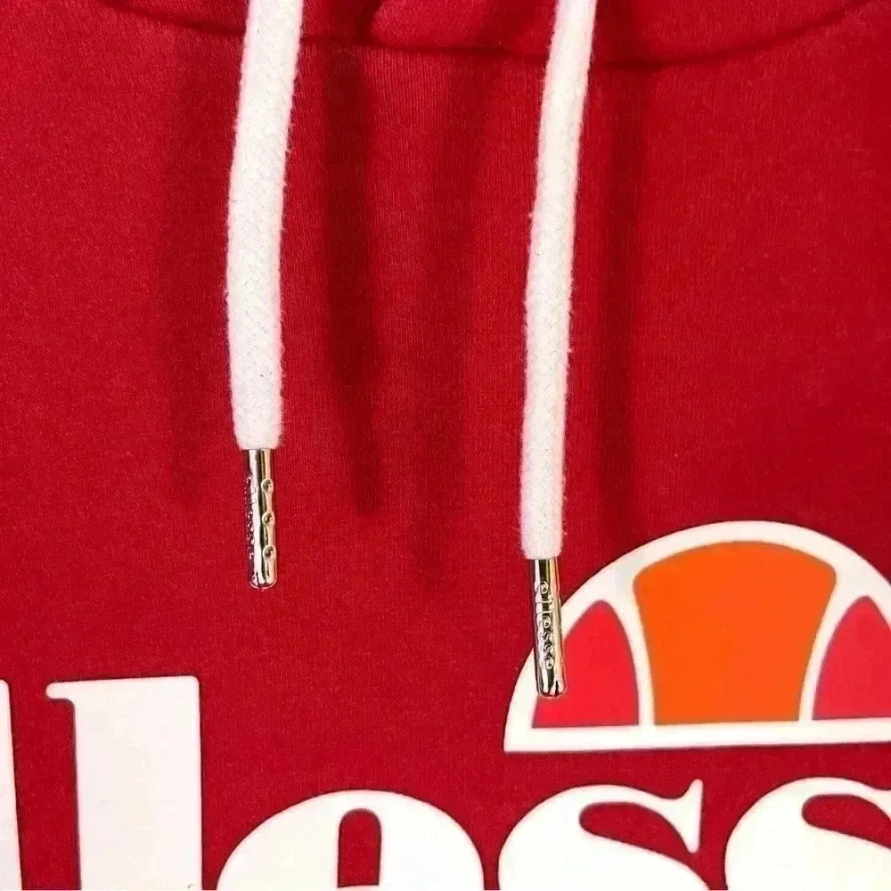 Ellesse Gottero Red W/ White Classic Logo Hooded Sweatshirt Size S - Picture 4 of 13